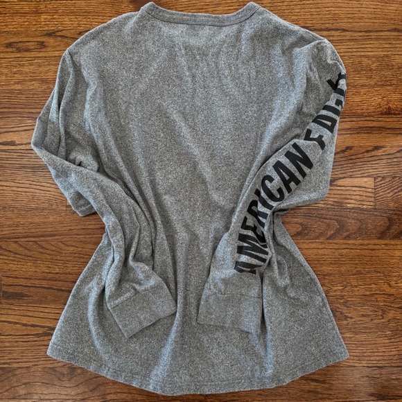 American Eagle XL Long Sleeve Shirt Lot of 2 AE USA Heather Gray Black Logo Tee - Picture 5 of 10